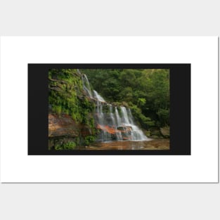 Katoomba Falls .. with green & orange Posters and Art